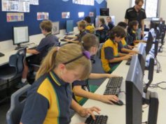 Students using computers